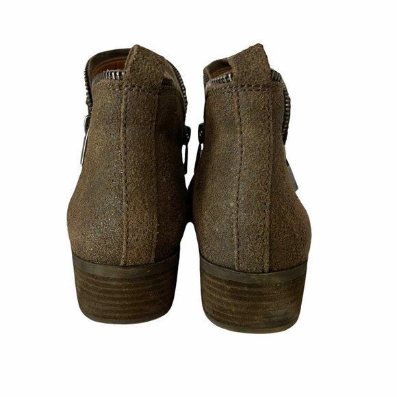 Lucky Brand Women's EUC Brown Bartalino Zipper Side Suede Ankle Booties Size 8.5 - Picture 6 of 9